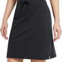 baleaf Women's Skorts Skirts 20" Knee Length Cotton Casual High Waist Drawstring Modest Golf Skort with Pocket Black S