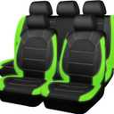 CAR PASS Luminous Green Leather seat Covers Universal Sport car seat Cover, 5mm Composite Sponge Inside, Airbag Compatible fits Most Cars, SUVs,Trucks,Vans (Full Set,Black with Green)