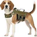 Tactical Dog Harness Medium Sized, Heavy Duty No Pull Dog Harness with Handle, Easy On and Off Service Dog Vest with Molle System, Adjustable Reflective Pet Vest for Walking Hiking Training (M(Neck:17-23",Chest:22-32"),35-50 lbs, Khaki)