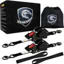 Retractable Ratchet Straps Heavy Duty Tie Down 1''*12ft Breaking Strength 1760LBS Cargo Securing System, for Motorcycle, Jetski, Kayak(2 Pack,Black)