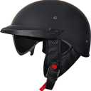 Motorcycle Half Helmet with Sun Visor Motorcycle Helmets for Men Women Helmet for Adult Scooter ATV Cruiser DOT Approved (X-Large, matte black)