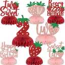 8PCS Berry 2nd Birthday Honeycomb Centerpieces Two Sweet Birthday Decorations Strawberry 2nd Birthday Decorations for Girl
