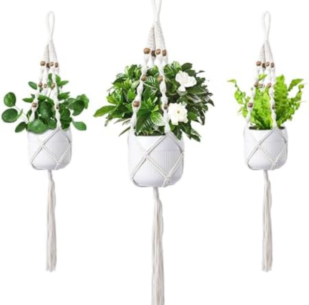 Chonsun Hanging Planters for Indoor Plants 3 PCS Wall Plant Hangers Macrame Wall Hanging Outside Garden Decor