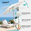 SUNNYARD 10FT Bamboo Patio Umbrella, UPF50+ Outdoor Umbrella, Off White