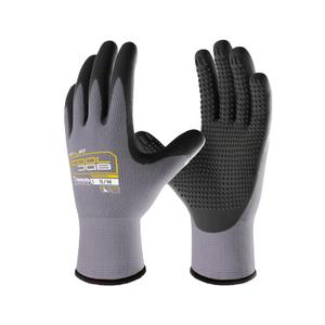 COOLJOB 6 Pairs Nitrile Rubber Coated Nylon Safety Work Gloves Pack Bulk, Dotted for Non-Slip Grip, Breathable Soft Seamless Knit Nitrile Dipped Gloves for Warehouse, Home Improvement, Yard, Medium