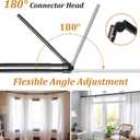 Bay Window Curtain Rods, 2PCS 1 Inch U shaped Adjustable curtain rods for bay windows 59 to 184 Inches, Heavy Duty Curtain Rods with Brackets for Bedroom, Living Room Curtains Black