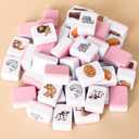 GRACIAS 2 Players Mahjong Block Set, Mahjong Tile Game with 50 Premium Pink Tiles(30mm) Animal and Food Pattern, Portable Mahjongg Set with A Carry Bag
