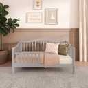 Dream On Me Austin Toddler Day Bed with Rails in Pebble Grey, Low to Floor Toddler Day Bed, Greenguard Gold & Baby Safety Alliance Certified, Non-Toxic Finishes, Side Safety Guard Rail