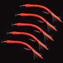 2 x OROOTL Striped Bass Tube Lures, 10pcs Classic Striped Bass Lures Saltwater Fishing Trolling Lure Rig Glow Tube Teaser with Stainless Steel Hook Barrel Swivel for Offshore Big Game Fishing (Red)