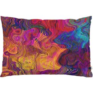 EKOBLA Throw Pillow Cover Abstract Colorful Chaotic Waves Rainbow with Purple Orange Gold Blue Colors Decor Lumbar Pillow Case Cushion for Sofa Couch Bed Standard Queen Size 20x30 Inch (Multi-a66)
