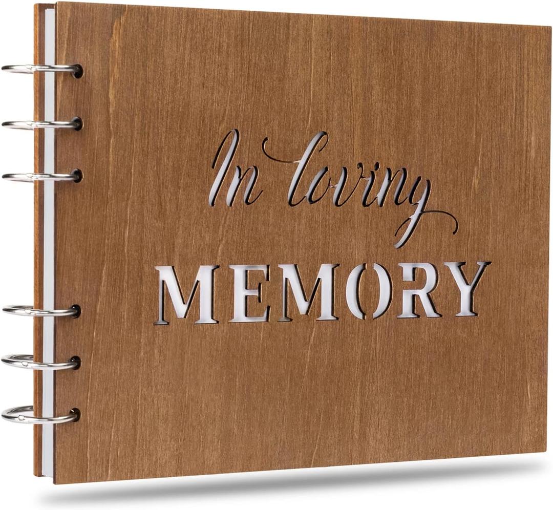 Creawoo Wooden Funeral Guest Book for Memorial Service Decorations Celebration of Life Funeral Guest Book, in Loving Memory Guestbook for Funeral, Memorial Book Funeral Guestbook-8.5"
