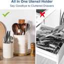 LOVECASA Utensil Holder, 7.2"+5.4" Ceramic Utensil Holder for Countertop, Large Cooking Utensil Crocks for Kitchen Counter, Farmhouse Utensil Vase for Housewarming, Kitchen Decor, Set of 2, Oasis