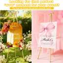 Interchangeable Bow & Star Top Gold Easel Stand for Sign, 62"47" Height Adjustable Heavy Duty Wedding Easel Stand with 3 Display Modes Perfect for Welcome Signs, Christmas Decor, Parties & Events