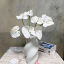 White Anthurium Artificial Flowers 10pcs, 23.6" Fake White Tropical Flowers Artificial Anthurium Real Touch for DIY Wedding Bouquets Centerpieces Bridal Shower Party Home Decor