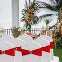 Wedding Red Chair Sashes 100 Pack Spandex Chair Bows Bands with Buckles for Party Birthday Bridal Shower Engagement Banquets Anniversary Christmas Outdoor Events Decorations (Red)