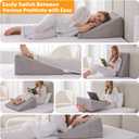 Ruqmuis Wedge Pillow for Sleeping, 10" Bed Wedges Pillow for Headboard, Triangle Incline Wedge for Acid Reflux, Pillows Wedge for Back Pain Relief, Elevated Leg Pillows After Surgery, Snoring, Grey
