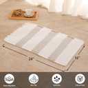 Waffle Bath Mat Non Slip, Boho Bathroom Rug, Super Absorbent Quick Dry Bathroom Mat, Soft Farmhouse Bath Rug with Tassels, Small Washable Shower Mats for Floor 16"x24", White and Taupe