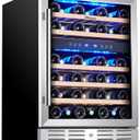 Kalamera 24 inch Wine Cooler, 37 Bottle - Dual Zone Built-in or Freestanding Fridge with Stainless Steel Reversible Glass Door, for Home, Kitchen or Office