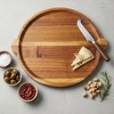 Large Round Wood Serving Tray, Wooden Trays with Handles for Ottoman Table, Vintage Acacia Tray Circle Wood Tray for Indoor Outdoor Organization and Decoration