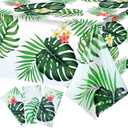 Tatuo 3 Pieces Hawaiian Luau Party Tablecloth Palm Leaves Table Cloth 54 x 108 Inches Plastic Disposable Table Decorations for Summer Pool Beach Cocktail Aloha Safari Jungle Party Supplies