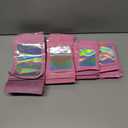 300 Pcs Holographic Mylar Bags, 3 Size Smell Proof Bags with Clear Window Foil Pouch Bags Resealable Bags for Small Business and Food Storage, Pink
