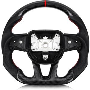 Real Carbon Fiber Steering Wheel For Dodge/Jeep Grand Cherokee/SXT/GT/RT/SRT/HELLCAT D-shaped Nappa Perforated Leather Flat-bottom Steering Wheel