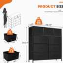 Sweetcrispy 9-Drawer Fabric Dresser Storage Tower with Wood Top and Steel Frame, Organizer Chest with Easy Pull Handles for Bedroom, Closet, Hallway,Classic Black