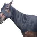 Horse Slinky Hood with Zipper, Stretch Spandex Sleazy Hood for Mane Protection, Breathable Horse Neck Cover for Show Prep, Braids Saver, Sleek Grooming Under Blanket Use Black Medium