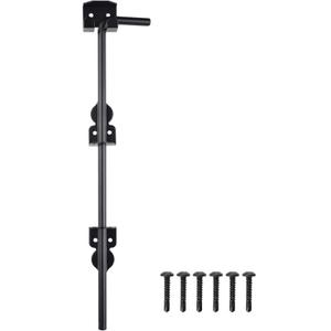 18" Cane Bolt Drop Rod Heavy Duty Hardware Black Solid Steel Ground Latch for Wood PVC Vinyl Metal Gates Fences Doors, Holding to The Ground (1 Pack)