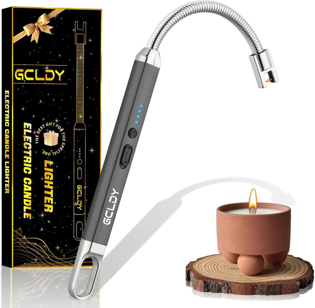 Electric Candle Lighter, Best Stocking Stuffers 2025 for Women Men Adults, Birthday Gift for Women Wife Mom Sister Nana Men, Long Rechargeable Lighter for Candle Grill Home Kitchen BBQ Camping (Space Gray)