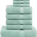 Superior Egyptian Cotton Pile 10 Piece Towel Set, Includes 2 Bath, 4 Hand, 4 Face Towels/Washcloths, Ultra Soft Luxury Towels, Thick Plush Essentials, Guest Bath, Spa, Hotel Bathroom, Sea Foam