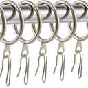 Hotop 30 Pcs Metal Drapery Curtain Rings 0.98/1.26/1.65 inch Interior Diameter and 30 Pcs Hanging Curtain Drapery Pin Hooks for Window Door Shower(Champagne Gold,25mm)
