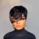 Pixie Cut Wig Human Hair Short Pixie Cut Wigs for Black Women Human Hair Glueless Pixie Wig Short Layered Brazilian Virgin Human Hair Wigs For Women Color 1B/30/613