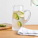 Glass Water Pitcher with Spout – 53 Oz Elegant Serving Carafe for Water, Juice, Sangria, Lemonade, and Cocktails – Clear Glass Small Beverage Pitcher. (37485)