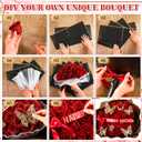 Thiccywoov 36 Pcs Glitter Roses Bouquet Artificial Rose DIY Flower Bouquet Kit Flower Wrapping Paper 3D Butterflies Crowns for Mom Graduation Birthday (Red)