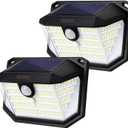 Solar Outdoor Lights, 230 LED with Motion Sensor and 3 Modes, IP65 Waterproof, 270 Wide Angle Light, Easy-to-Install Intelligent Security Wireless Wall Lights for Patio, Garden, Fence(2 Pack)