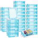 Suzile 32 Pcs Plastic Crayon Box with Snap Lids Bulk Stackable Crayon Storage Box Pen Pencil Container for Organizer Art Craft School Classroom Office Supply(Blue)
