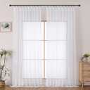 OWENIE Pinch Pleated Curtains, White Sheer Curtains for Living Room Bedroom 108 Inches Extra Long, Airy Soft Solid Light Filtering Sheer Curtain Drapes, 2 Pcs, Each 60x108 Inch
