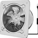 6 inch Exhaust Fan, Kitchen Exhaust Fan for Wall, Potable Window Exhaust Fans, 308CFM Wall mounted Bathroom Fan with Check Valve for Kitchen, Workshop, Basement (Silver)