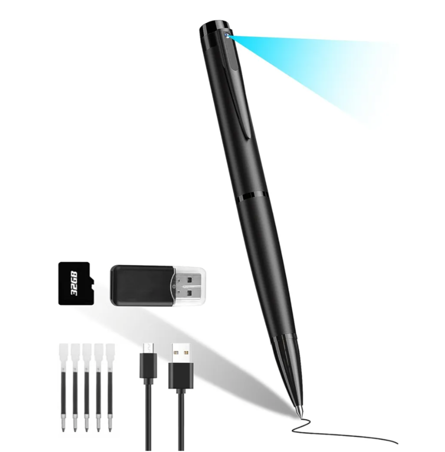 Mini Camera Pen HD 1080P Portable Security Cam with 32GB SD Card Loop Recording or Photo Nanny for Indoor and Outdoor