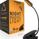Amber Light + Giftable Amber Book Light - Blue Light Blocking - Night Reading Booklight Store. Rechargeable. 1600K for Reading in Bed at Night. Perfect as a Giftable Kindle Light and LED Book Light.