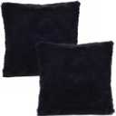 YOUR SMILE Pack of 2, Decorative New Luxury Series Merino Style Fur Throw Pillow Case Cushion Cover 18" x 18"(Black)