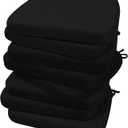 AAAAAcessories D-Shaped Chair Cushions, 2" Thick Dining Chair Pads with Ties and Removable, Machine-Washable Cover, 17" x 16", Set of 8, Black