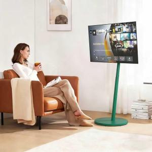 Vermars Green Rolling TV Stand for 32 to 43 55 65 75 Inch TVs, Portable Mobile TV Cart on Wheels, Corner TV Floor Stand with Rotating, Height Adjustable, Small TV Stand for Bedroom, Living Room