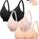 Angelhood Seamless Bras Women Soft Jelly Push Up Wireless Bra Supportive V Neck No Underwire Comfort Tshirt Bralettes, S