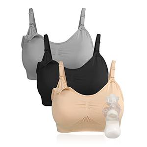 4HOW Pumping Bra Hands-Free, Breast Pump Bra,Nursing Bras for Breastfeeding,Adjustable Breast-Pumps Holding and Nursing Bra Size XL