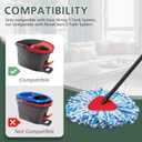 4 Pack Spin Mop Refill Replacement Head Compatible with EasyWring 1-Tank System Spinning Mop, with 1 Swivel Mop Base, 100% Microfiber Deep Cleaning Machine Washable - Blue