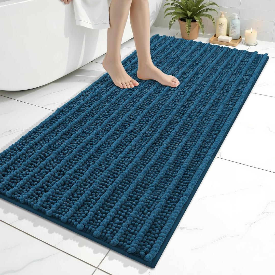 Arotive Luxury Bathroom Rugs 45x27, Extra Soft Thick Absorbent Shaggy Chenille Bath Rugs, Non-Slip Machine Wash Dry, Bath Mats for Bathroom Floor, Tub and Shower, Home Decor Accessories, Peacock Blue
