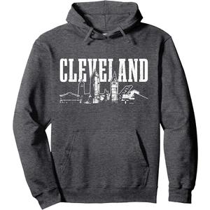 Cleveland Ohio Apparel Co. Cleveland Ohio Skyline Pride Vintage Cleveland Pullover Hoodie OEKO-TEX STANDARD 100