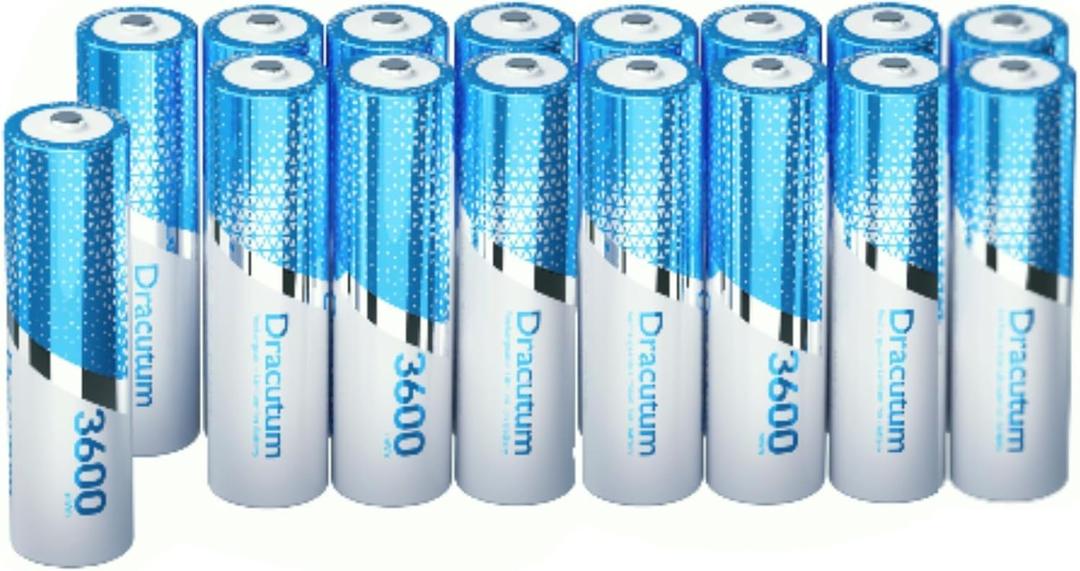 3600mWh Rechargeable Lithium AA Batteries, 16 Pack Long Lasting 1.5V AA Li-ion Rechargeable Batteries for Blink Camera, Flashlight, Microphone, Clocks,Remote Control and More